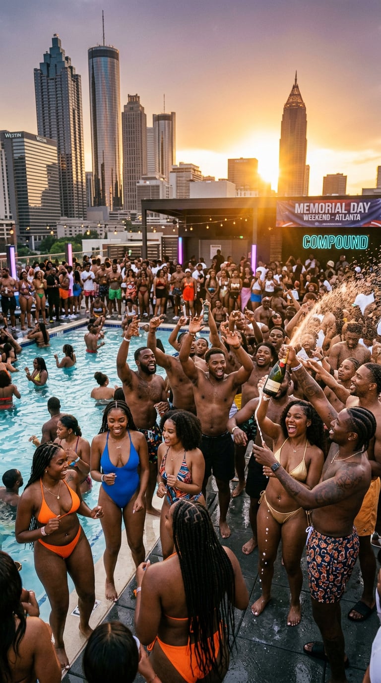 Project Mayhem pool party at MELA Lounge — daytime takeover with cabanas and bottle service